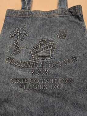 Vintage 2002 TYCA St. Louis Missouri 3D Embossed Denim Tote Bag
